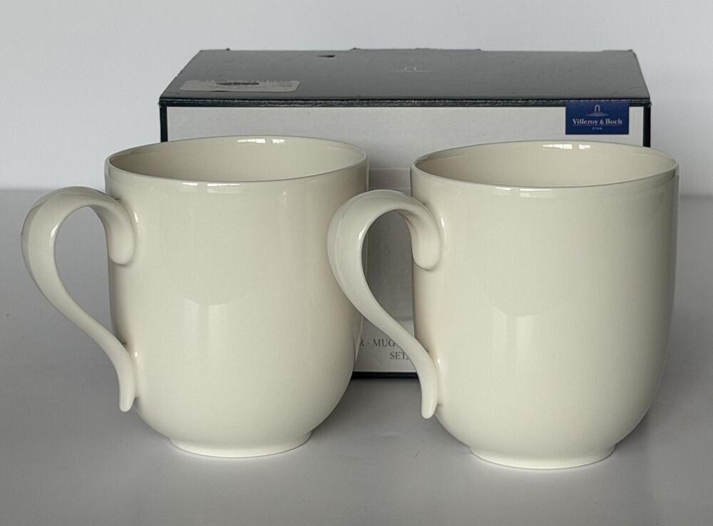 Villeroy & Boch For Me White Premium Porcelain Coffee Mugs Set of 2 Germany NIB
